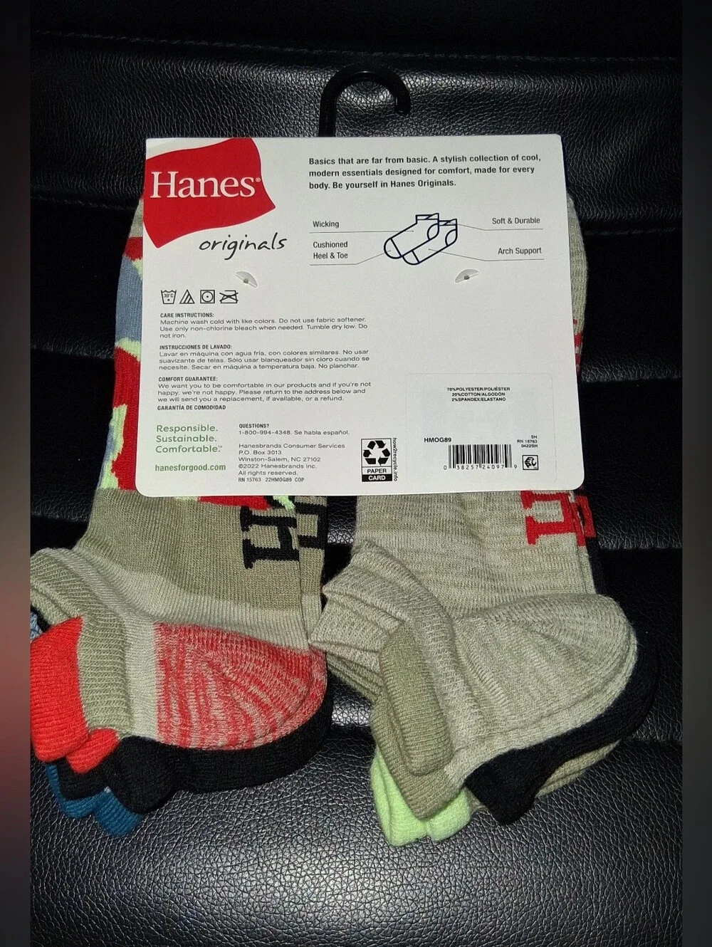 Hanes Originals Men's Heel Shield Socks, Moisture Wicking, 6-Pairs Nephrite Gree